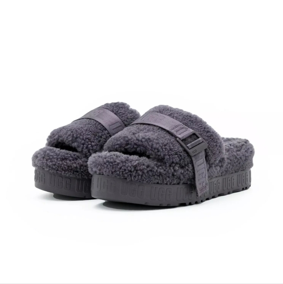 EUC UGG Australia Fluffita Curly Hair Platform Unisex Wear Slip On Slide Sandal - Picture 1 of 16